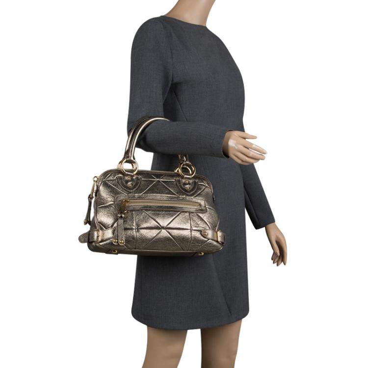 Pre Owned Marc Jacobs Gold Quilted Leather Satchel 