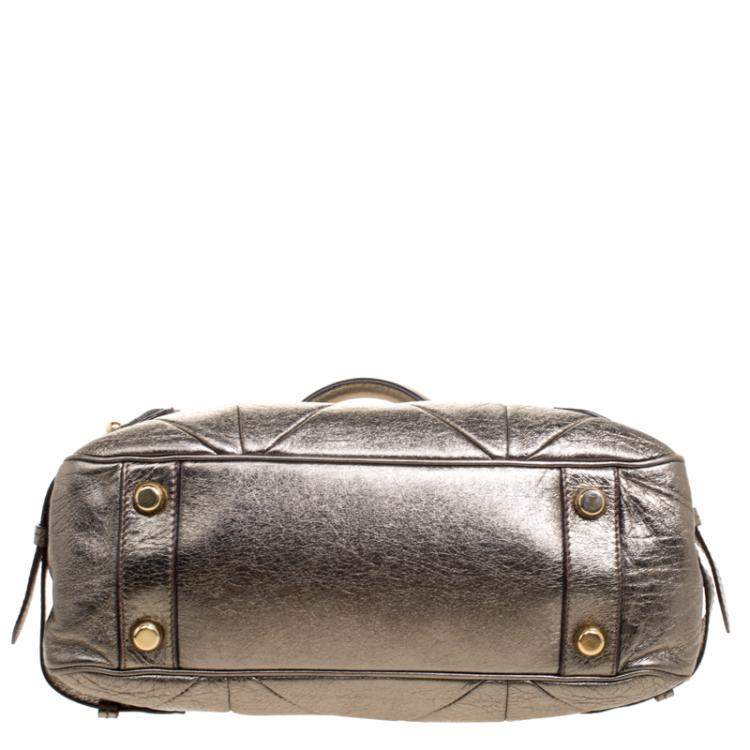 Pre Owned Marc Jacobs Gold Quilted Leather Satchel 
