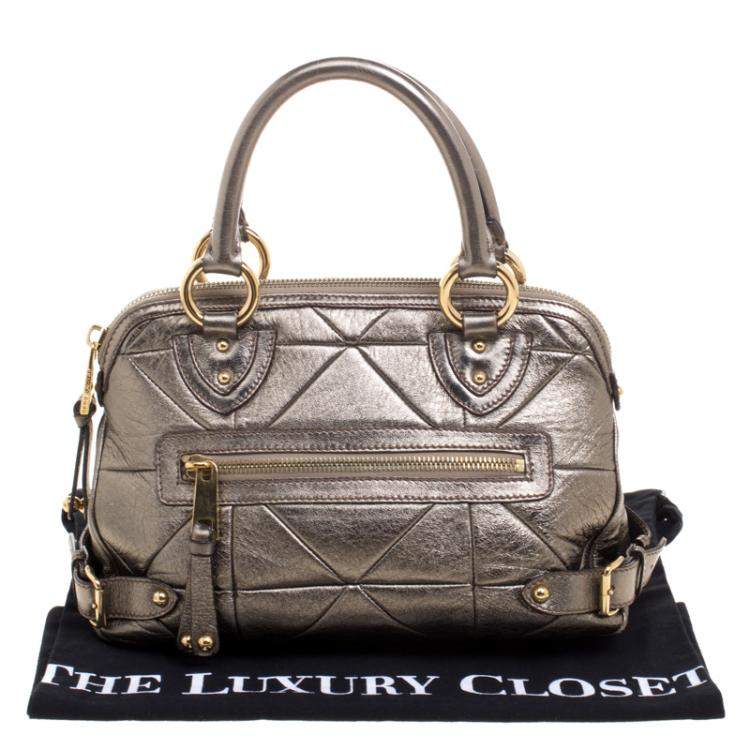 Pre Owned Marc Jacobs Gold Quilted Leather Satchel 