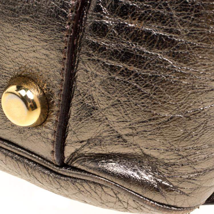 Pre Owned Marc Jacobs Gold Quilted Leather Satchel 