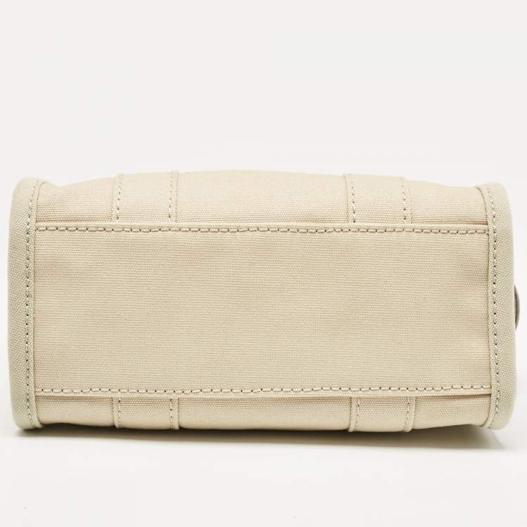 Pre Owned Marc Jacobs Beige/Light Green Canvas Small The Tote Bag