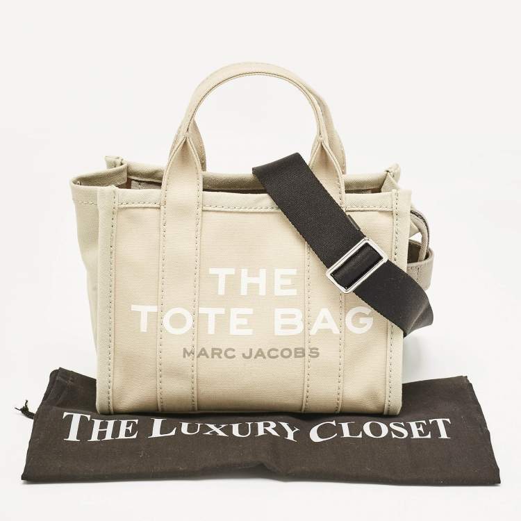 Pre Owned Marc Jacobs Beige/Light Green Canvas Small The Tote Bag
