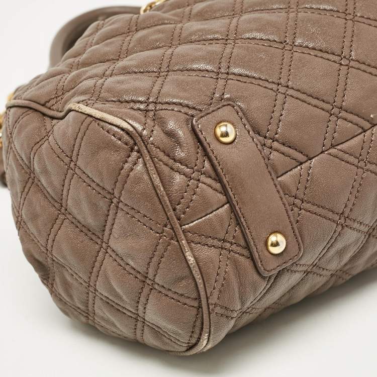 Pre Owned Marc Jacobs Brown Quilted Leather Stam Satchel