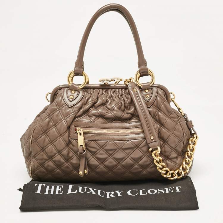 Pre Owned Marc Jacobs Brown Quilted Leather Stam Satchel