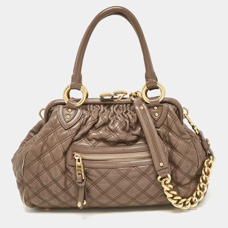 Pre Owned Marc Jacobs Brown Quilted Leather Stam Satchel