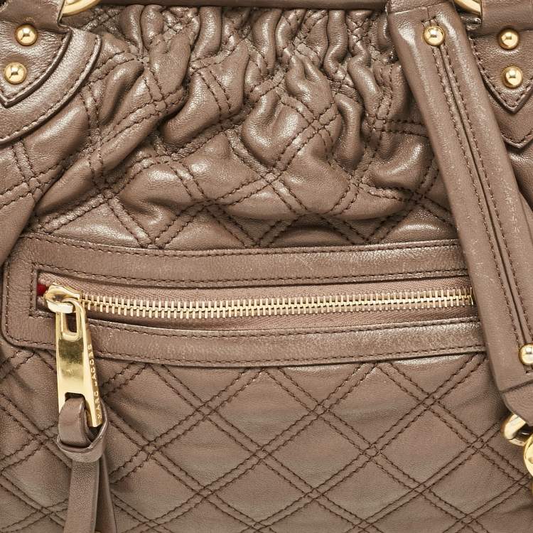 Pre Owned Marc Jacobs Brown Quilted Leather Stam Satchel