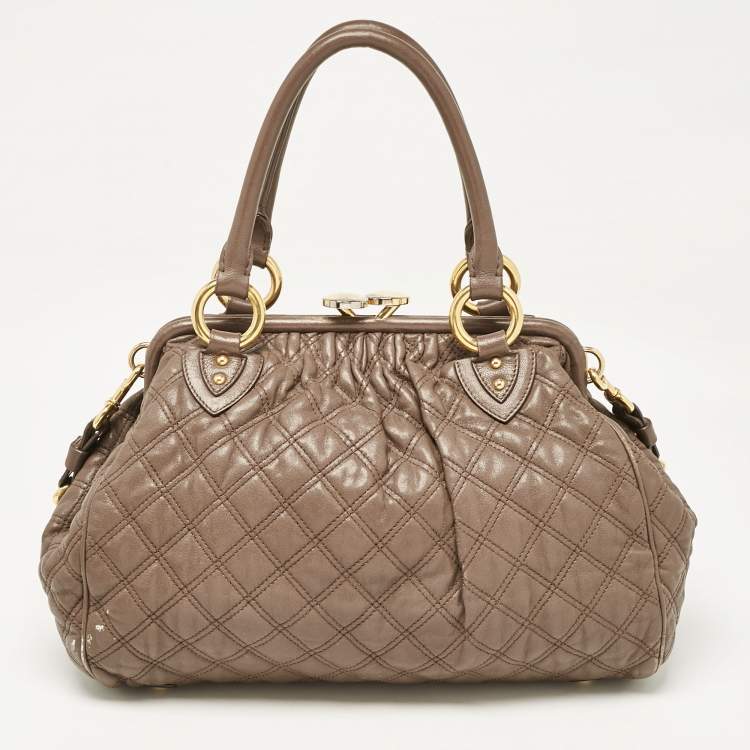 Pre Owned Marc Jacobs Brown Quilted Leather Stam Satchel