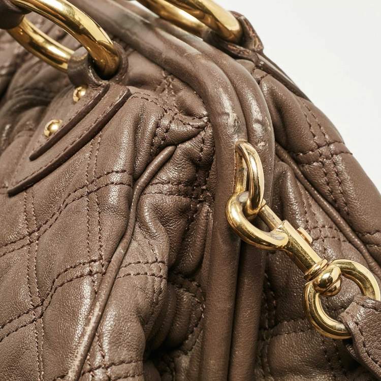 Pre Owned Marc Jacobs Brown Quilted Leather Stam Satchel