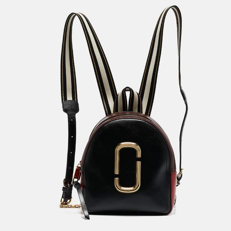 Pre Owned Marc Jacobs Black/Red Leather Pack Shot Backpack