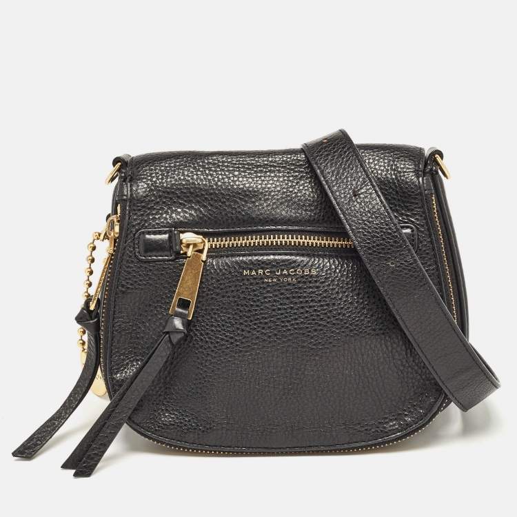 Pre Owned Marc Jacobs Black Leather Recruit Nomad Saddle Shoulder Bag