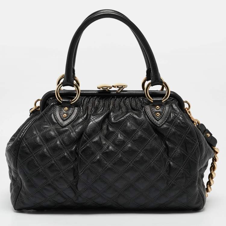 Pre Owned Marc Jacobs Black Quilted Leather Stam Satchel