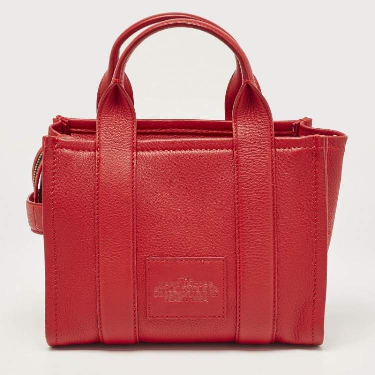 Pre Owned Marc Jacobs Red Leather Small The Tote Bag