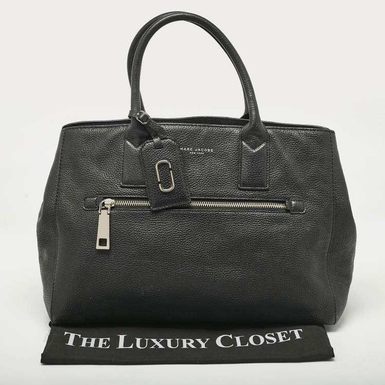 Pre Owned Marc Jacobs Black Leather Large Recruit East West Tote