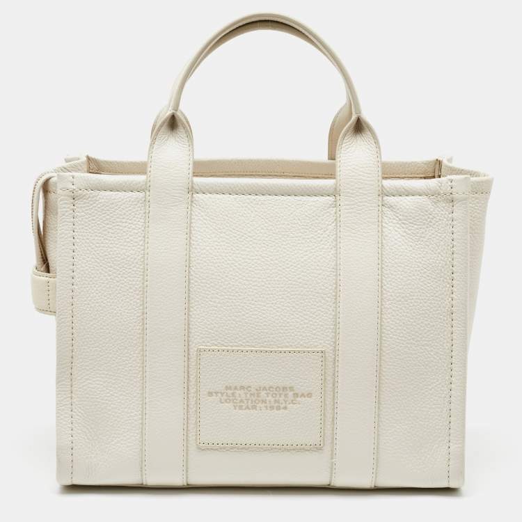Pre Owned Marc Jacobs White Leather Medium The Tote