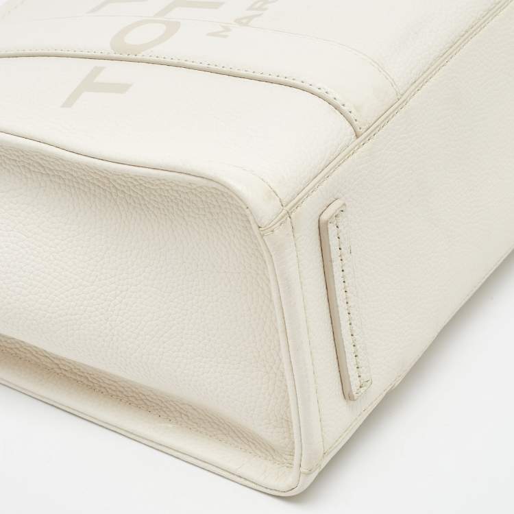 Pre Owned Marc Jacobs White Leather Medium The Tote