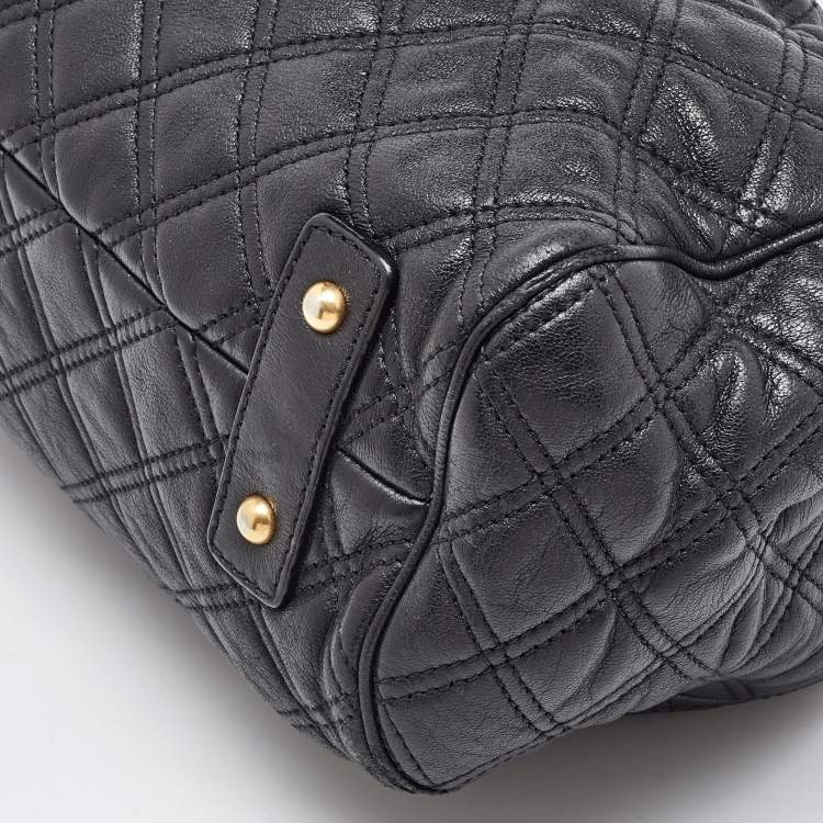 Pre Owned Marc Jacobs Black Quilted Leather Stam Satchel
