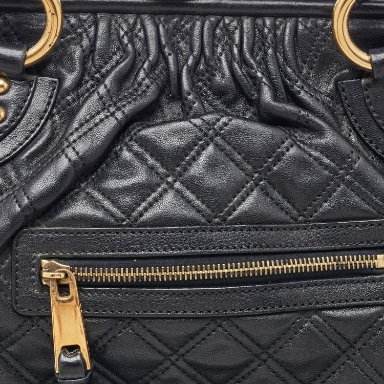 Pre Owned Marc Jacobs Black Quilted Leather Stam Satchel