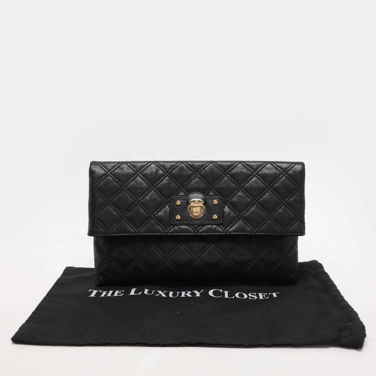 Pre Owned Marc Jacobs Black Quilted Leather Eugenie Clutch
