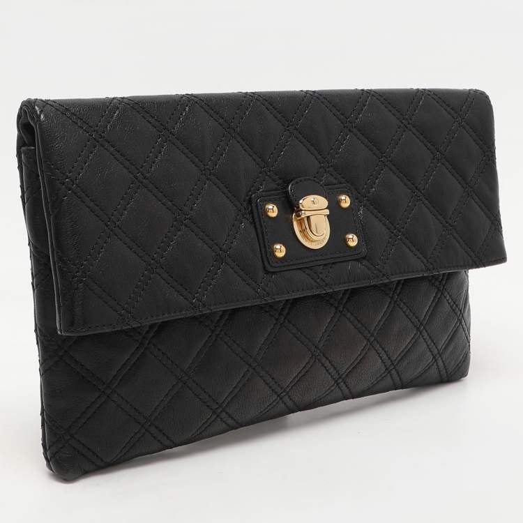 Pre Owned Marc Jacobs Black Quilted Leather Eugenie Clutch