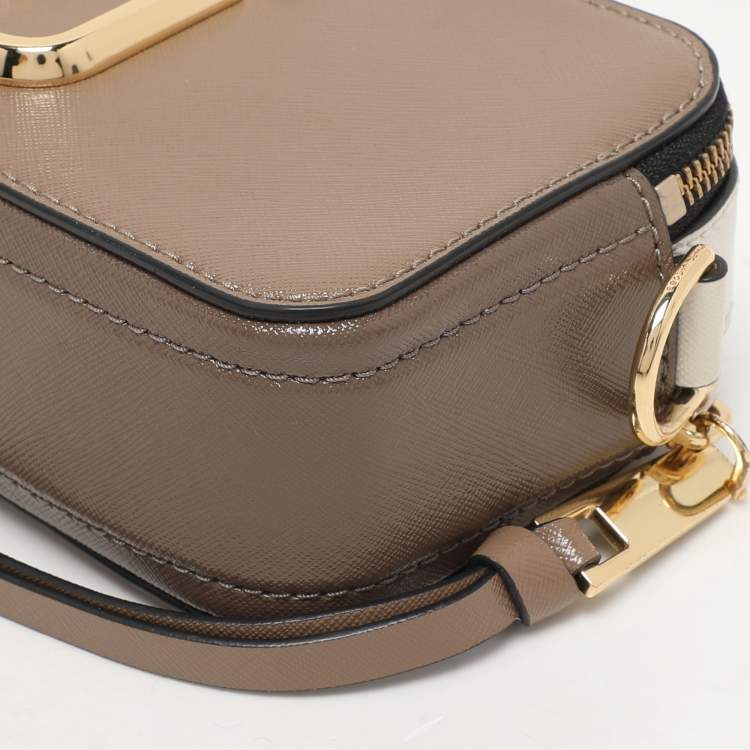 Pre Owned Marc Jacobs Brown/White Leather Snapshot Crossbody Bag