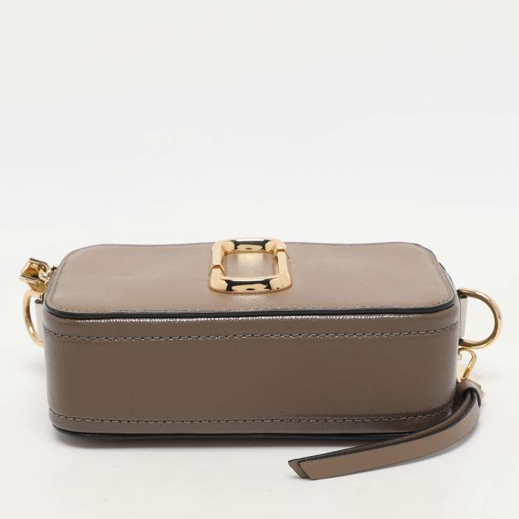 Pre Owned Marc Jacobs Brown/White Leather Snapshot Crossbody Bag