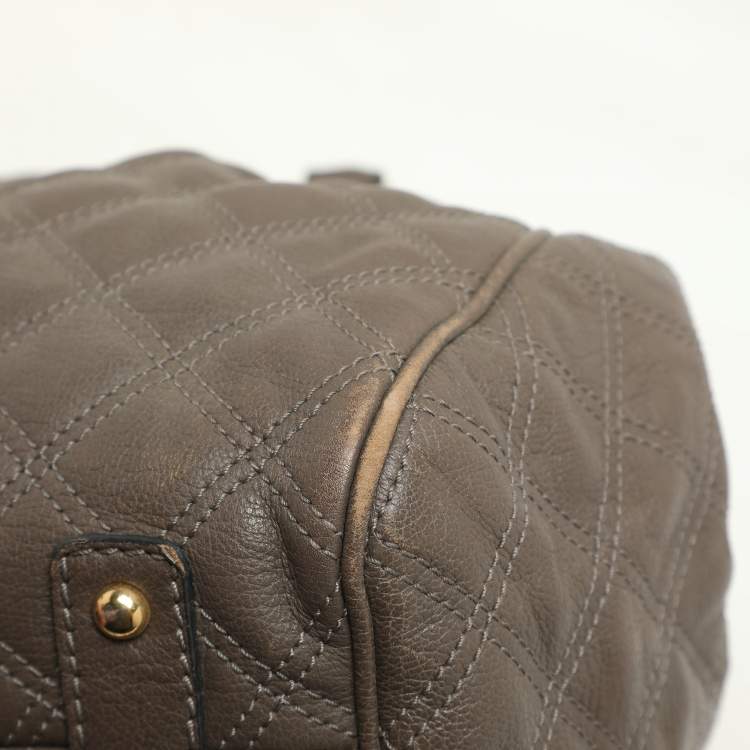 Pre Owned Marc Jacobs Brown Quilted Leather Stam Satchel
