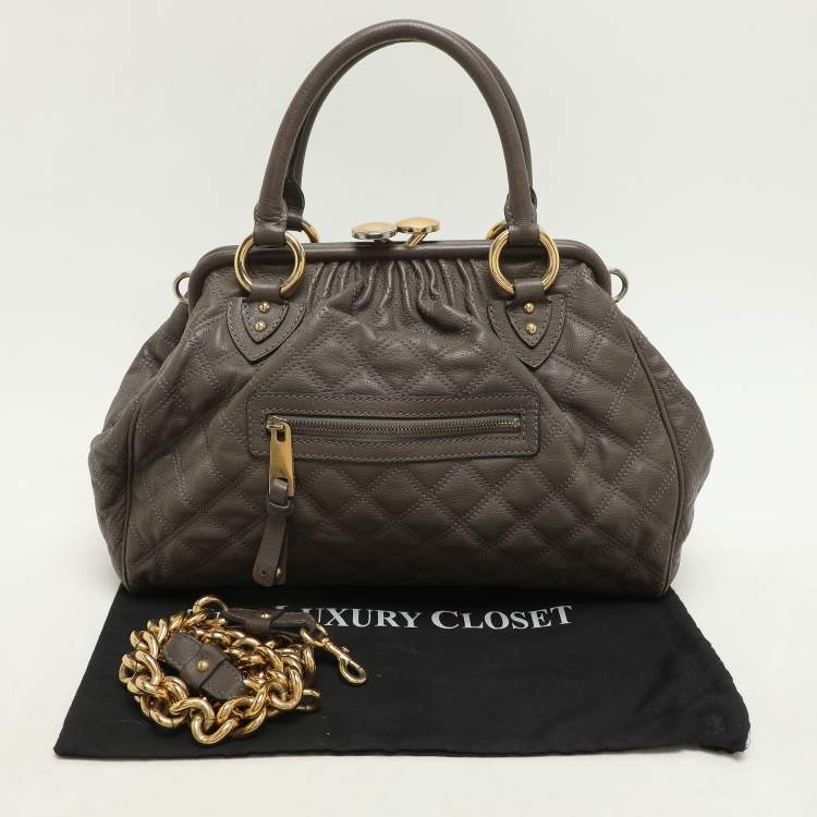 Pre Owned Marc Jacobs Brown Quilted Leather Stam Satchel