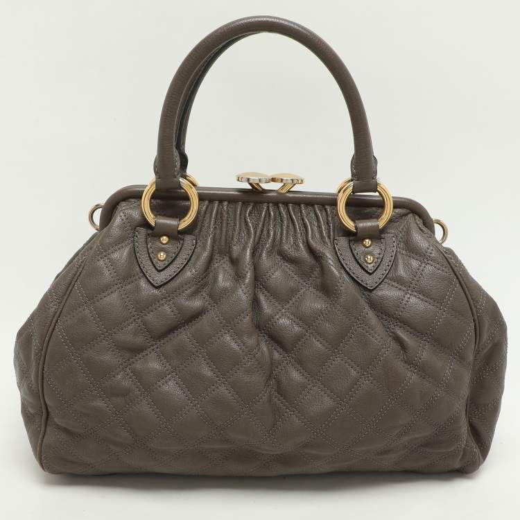 Pre Owned Marc Jacobs Brown Quilted Leather Stam Satchel