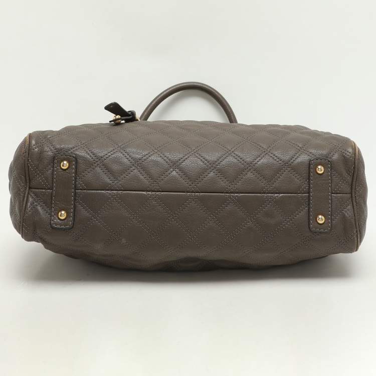 Pre Owned Marc Jacobs Brown Quilted Leather Stam Satchel