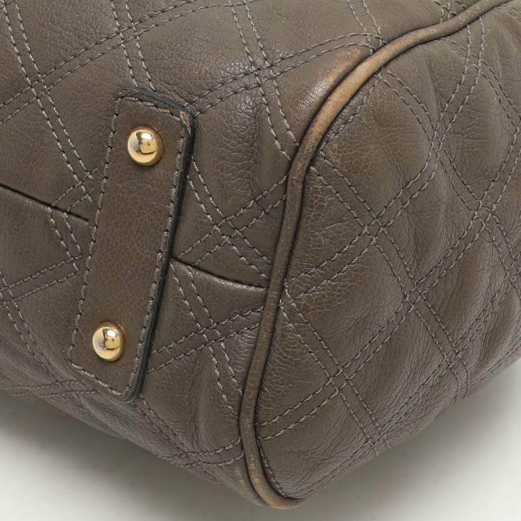 Pre Owned Marc Jacobs Brown Quilted Leather Stam Satchel