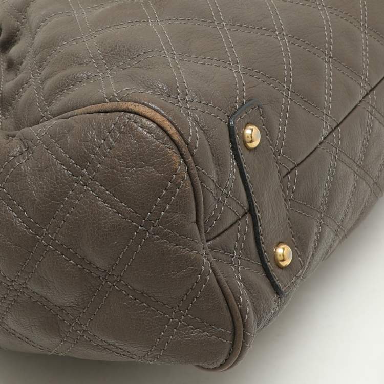 Pre Owned Marc Jacobs Brown Quilted Leather Stam Satchel