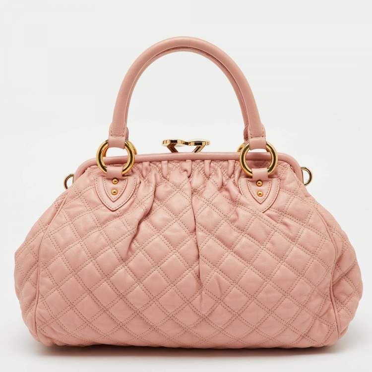 Pre Owned Marc Jacobs Blush Pink Quilted Leather Stam Satchel
