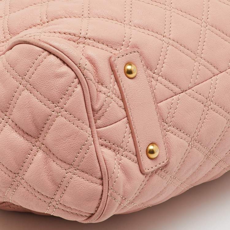 Pre Owned Marc Jacobs Blush Pink Quilted Leather Stam Satchel