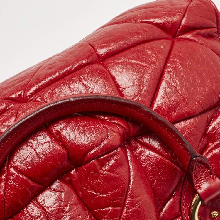 Pre Owned Marc Jacobs Red Quilted Leather Stam Satchel