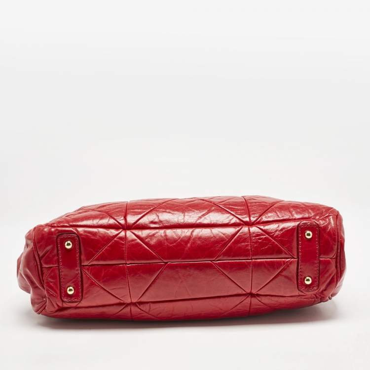 Pre Owned Marc Jacobs Red Quilted Leather Stam Satchel