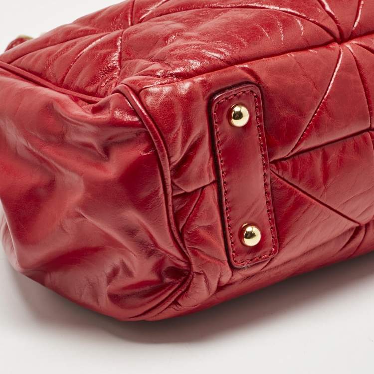 Pre Owned Marc Jacobs Red Quilted Leather Stam Satchel