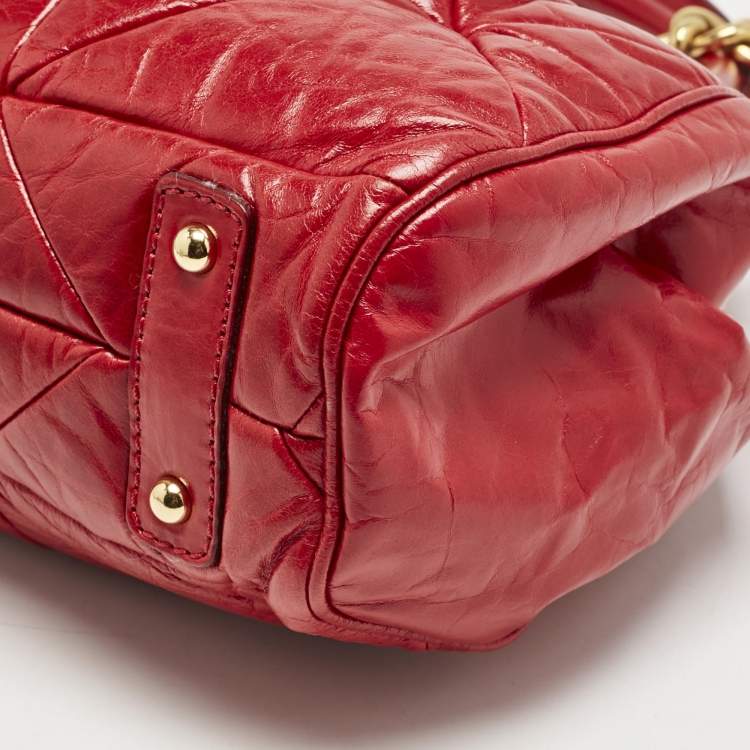 Pre Owned Marc Jacobs Red Quilted Leather Stam Satchel