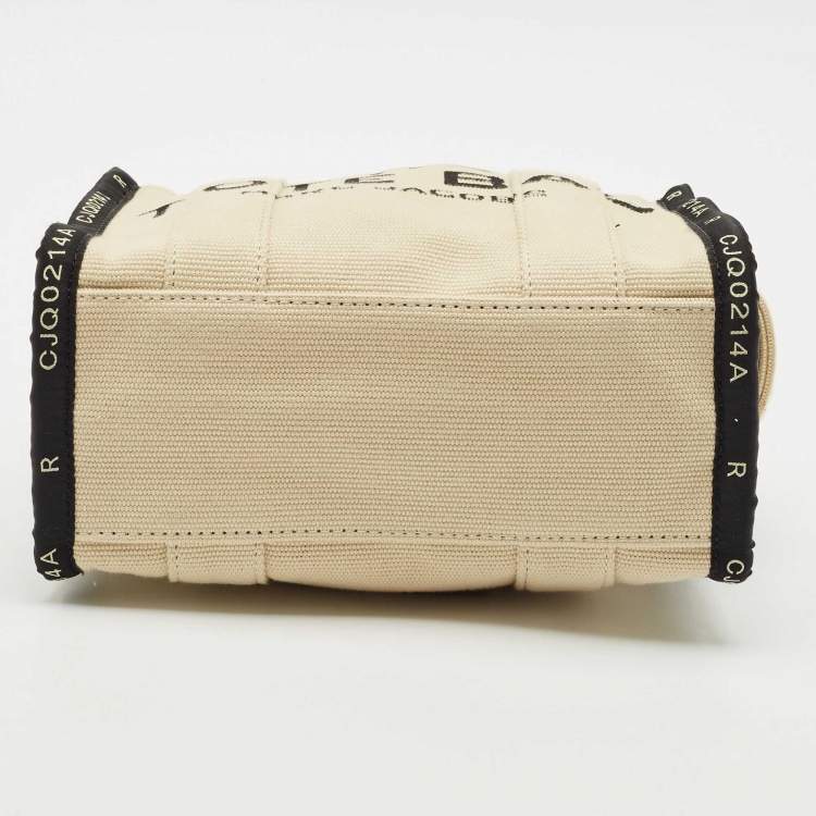 Pre Owned Marc Jacobs Beige/Black Canvas Small The Tote Bag