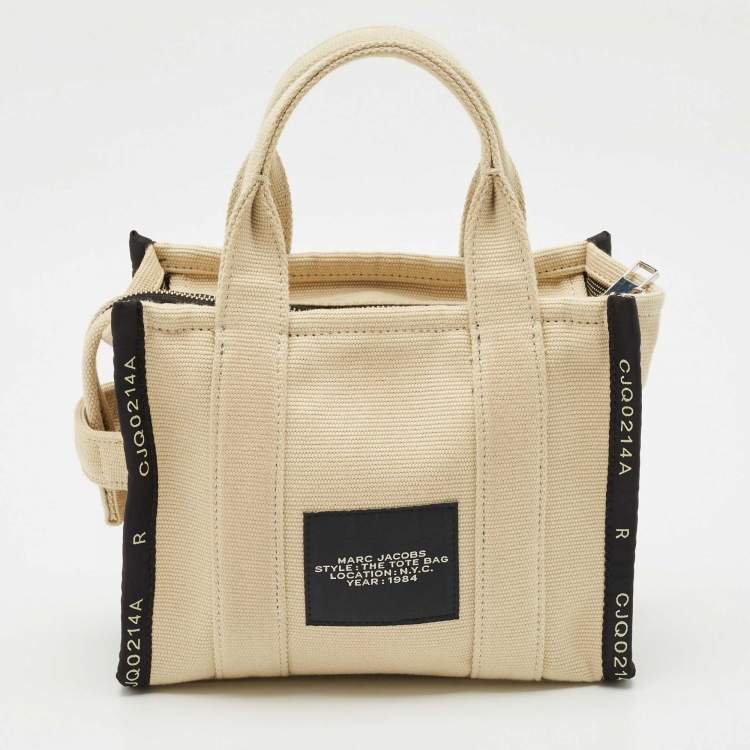 Pre Owned Marc Jacobs Beige/Black Canvas Small The Tote Bag
