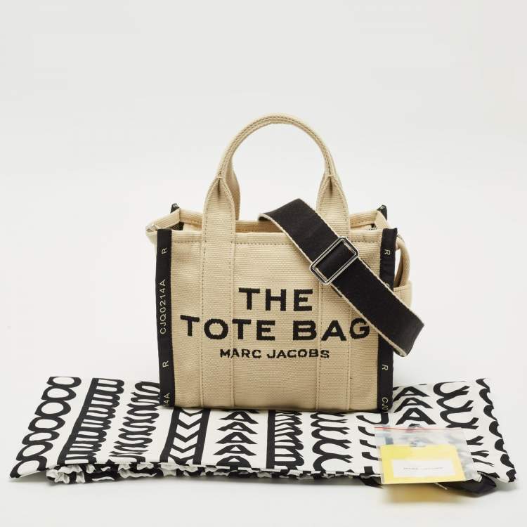 Pre Owned Marc Jacobs Beige/Black Canvas Small The Tote Bag