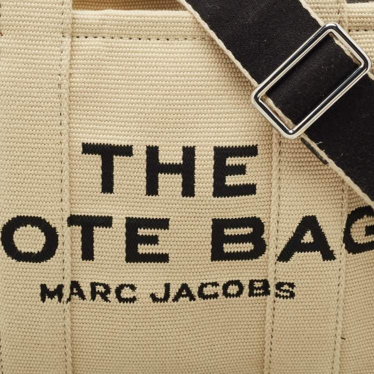 Pre Owned Marc Jacobs Beige/Black Canvas Small The Tote Bag