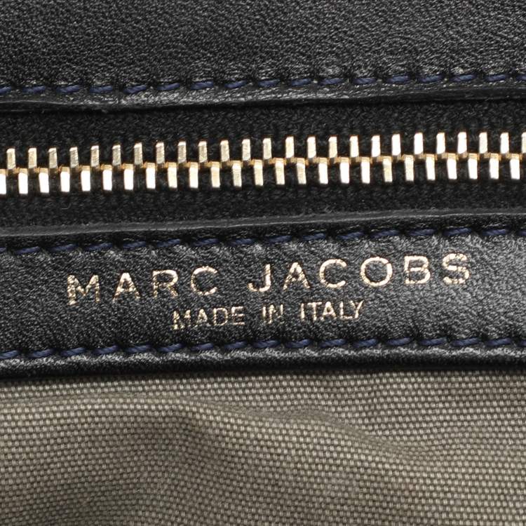Pre Owned Marc Jacobs Navy Blue/Black Leather Thompson Top Handle Bag
