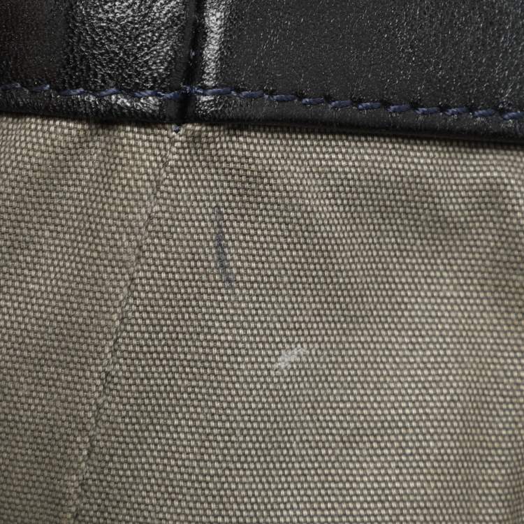 Pre Owned Marc Jacobs Navy Blue/Black Leather Thompson Top Handle Bag