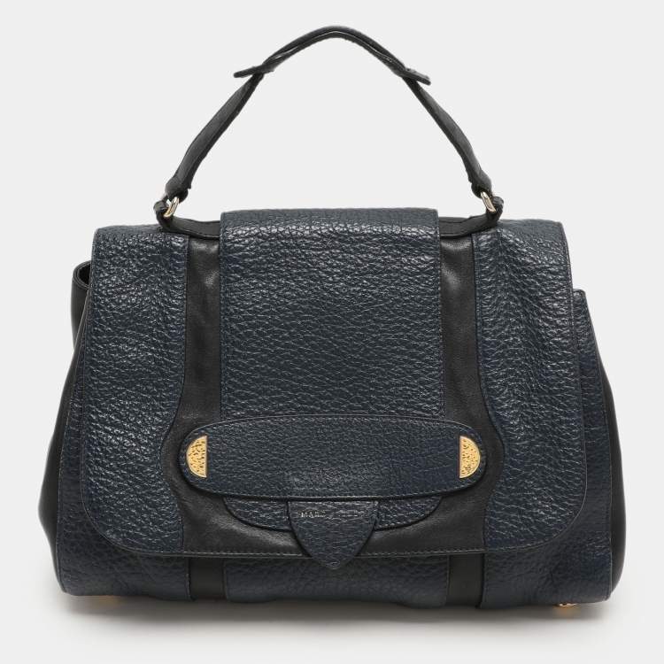 Pre Owned Marc Jacobs Navy Blue/Black Leather Thompson Top Handle Bag