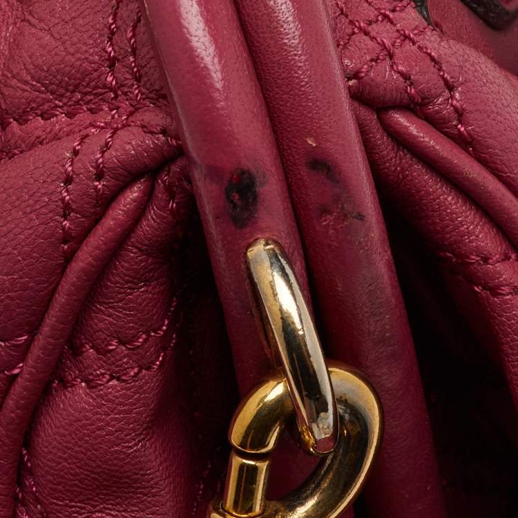 Pre Owned Marc Jacobs Pink Quilted Leather Stam Satchel