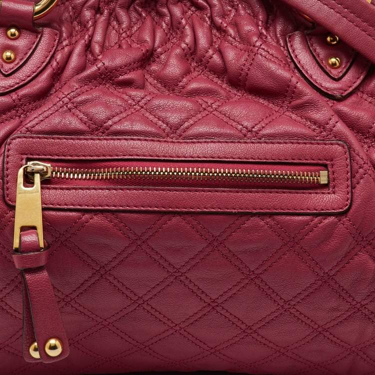 Pre Owned Marc Jacobs Pink Quilted Leather Stam Satchel