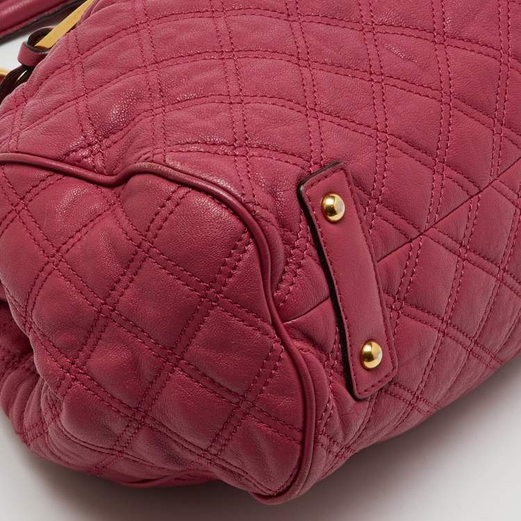 Pre Owned Marc Jacobs Pink Quilted Leather Stam Satchel
