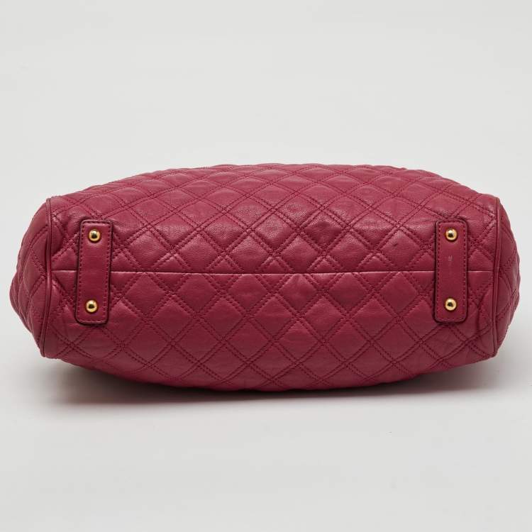 Pre Owned Marc Jacobs Pink Quilted Leather Stam Satchel