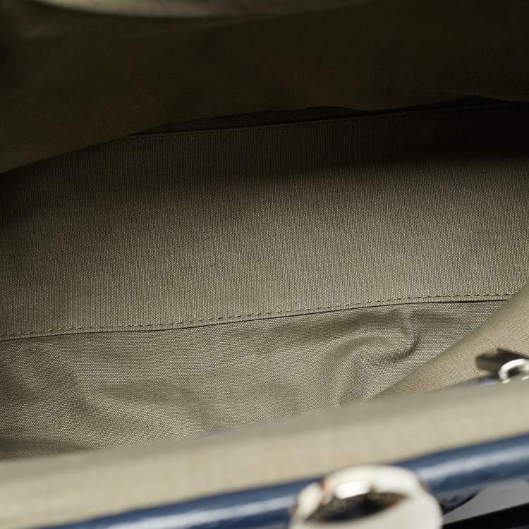Pre Owned Marc Jacobs Navy Blue Quilted Patent Leather Stam Satchel