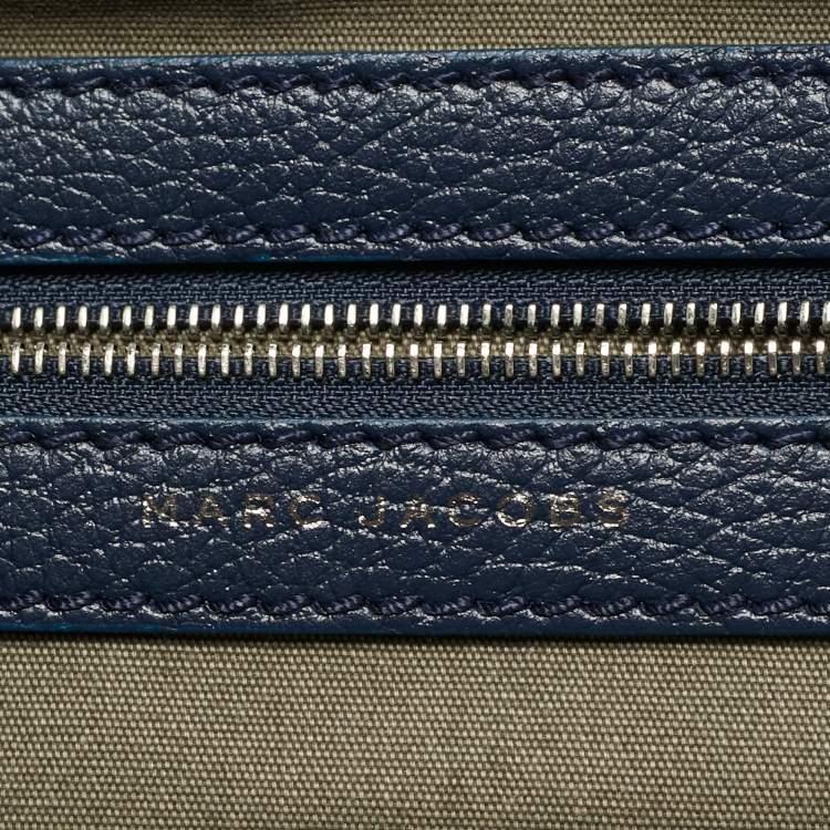 Pre Owned Marc Jacobs Navy Blue Quilted Patent Leather Stam Satchel